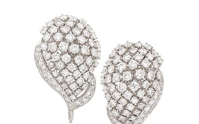 Pair of Platinum and Diamond Earclips
