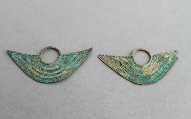 Pre-Columbian Sinu Copper Earrings, Pair