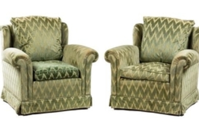 A Pair of Rubelli Silk Velvet-Upholstered Club Chairs
