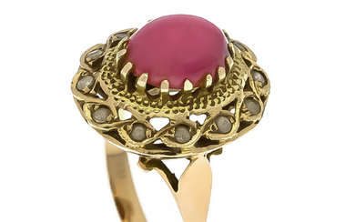 Ruby ring GG 585/000 with an oval opaque...