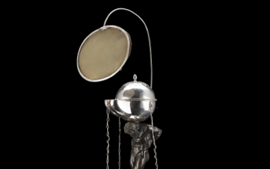 A silver lamp. Papal State, 19th Century (h. cm 50) (defects and losses)