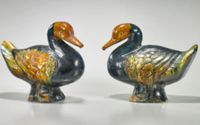 Two Chinese Tang-Style Glazed Ducks