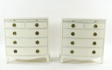 PAIR OF WHITE BOW FRONT CHESTS