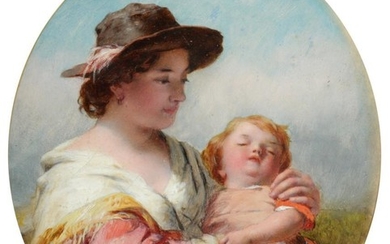 James John Hill RBA (1811-1882) Mother holding her sleeping child...