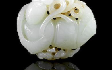 A white jade 'apsara' pendant plaque