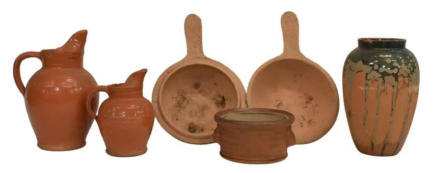5)FRENCH EARTHENWARE POTTERY PITCHERS & VESSELS