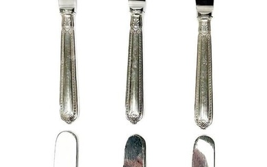 6 Buccellati Sterling Silver Hollow Handled Butter Spreader Knives Empire-Impero