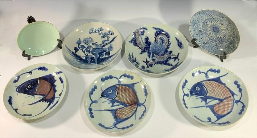 7 Assorted Chinese Porcelain Plates, 18/19th Century