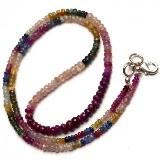 71.00 ct. Multi color Sapphire Rondelle Bead Necklace