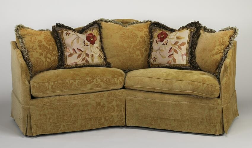 Baker Furniture jacquard upholstered angled sofa