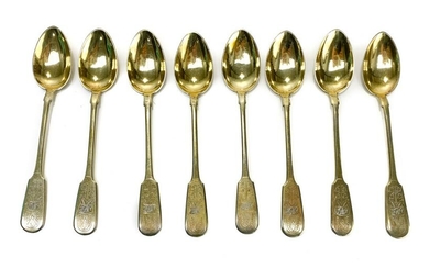 9 Alekessvich 84 Gilt Silver Coffee Spoons