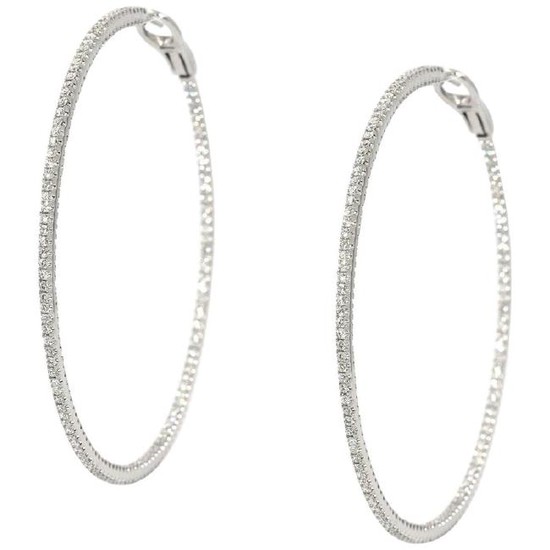 11 Carat Round Diamond White Gold Hoop Earrings