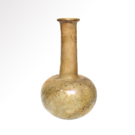 Roman Light Amber Colour Glass Flask, 2nd Century A.D.