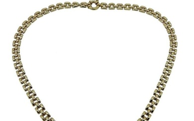 A 9ct gold brick link collarette necklace, plain polished brick links, bolt ring clasp, length 46cm