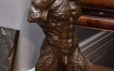 A BRONZE OF A NUDE MALE