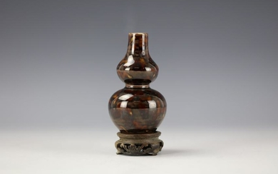 A Brown Glazed Double-Gourd Shaped Porcelain Vase