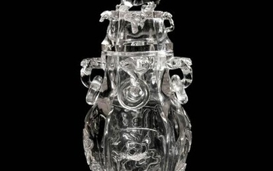 A Carved Rock Crystal Vase and Cover