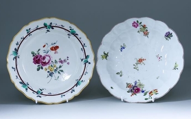 A Worcester Fluted Dish, Circa 1760, enamelled in colours...