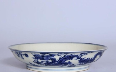 A Chinese Blue and White Dragon Pattern Porcelain Plate