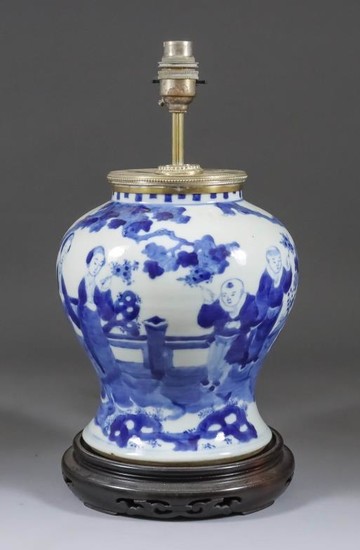 A Chinese Blue and White Porcelain Baluster Shaped Vase,...