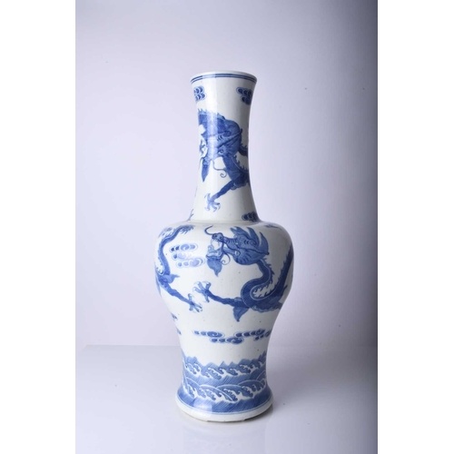 A Chinese blue and white dragon vase, Jiaqing Of baluster fo...