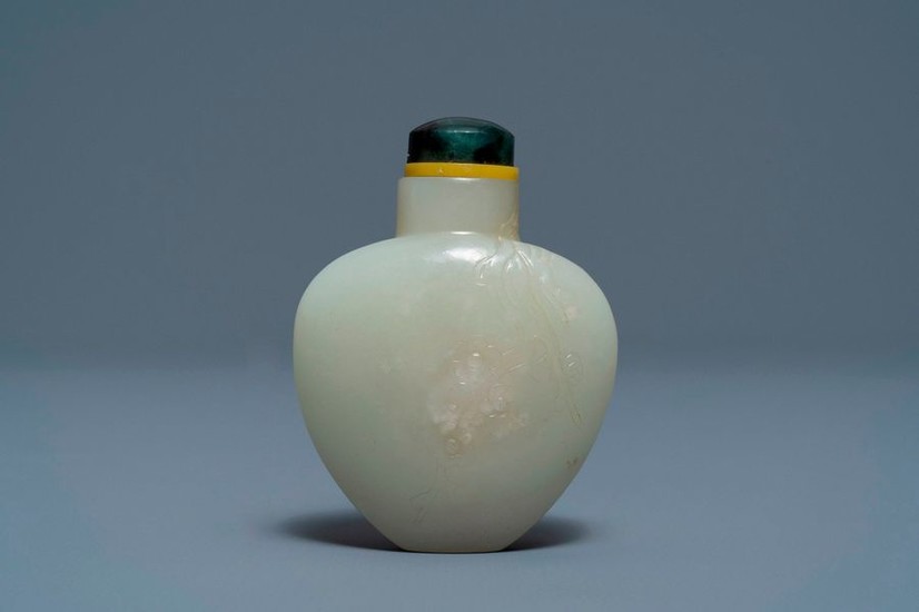 A Chinese pale celadon jade snuff bottle, 19th...