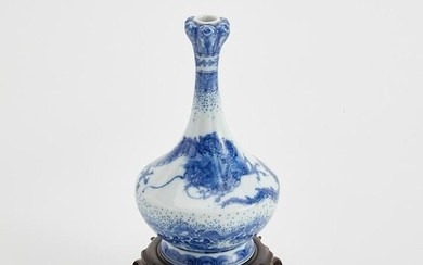 Japanese blue and white porcelain stick neck vase