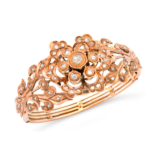 A Diamond and Pink Gold Bangle Bracelet