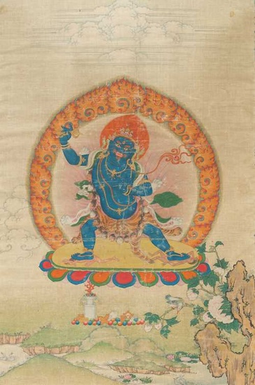 A FINE THANGKA OF VAJRAPANI. Eastern Tibet, 18th c. 64 × 43 cm.