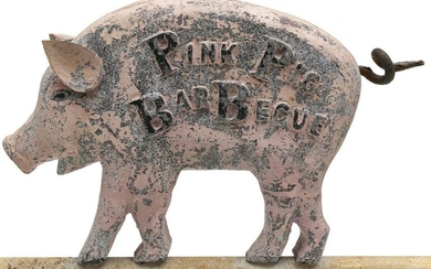 A FULL BODIED FIGURAL TRADE SIGN FOR PINK PIG BARBECUE