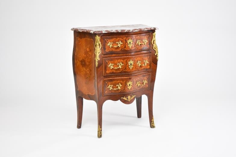 A French, Louis XV style, rosewood and sycamore veneered,...
