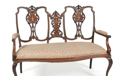 A French Settee in Mahogany with Lightwood Inlays