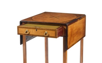 A GEORGE III SATINWOOD AND MARQUETRY PEMBROKE TABLE, LATE 18TH CENTURY