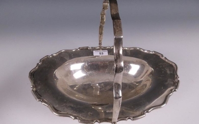 A George V silver oval Cake basket with swing...