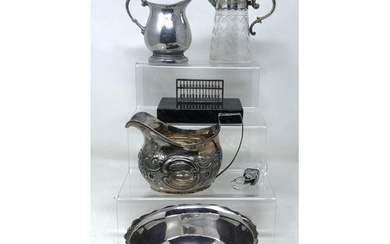 A George V silver sugar bowl, 5.1 ozt, two silver plated cre...