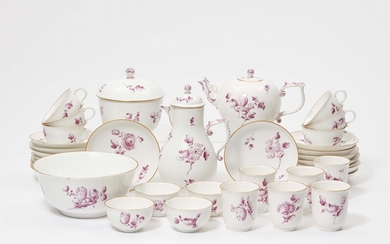 A Höchst porcelain tea and coffee service with flowers en camaieu