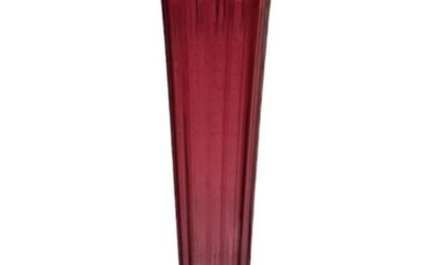 A LARGE 19TH CENTURY VICTORIAN FLOOR STANDING CRANBERRY GLASS...