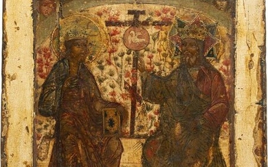 A LARGE AND FINE ICON SHOWING THE NEW TESTAMENT TRINITY