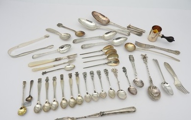 A LARGE ASSORTMENT OF 18TH AND 19TH CENTURY SILVER FLATWARE,...
