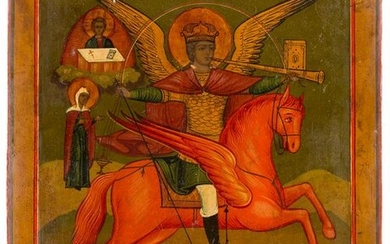 A LARGE ICON SHOWING THE ARCHANGEL MICHAEL AS HORSEMAN