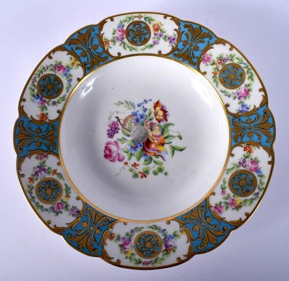 A LATE 19TH CENTURY FRENCH SEVRES STYLE PORCELAIN PLATE