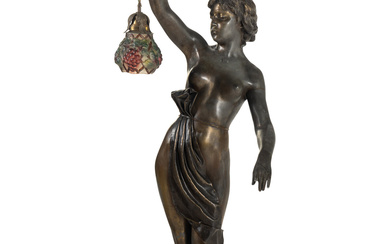A Large Continental Cast Metal Figural Lamp