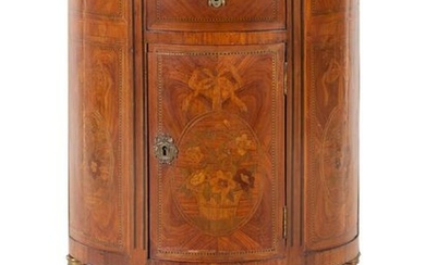A Louis XVI Style Marquetry Marble-Top Cabinet