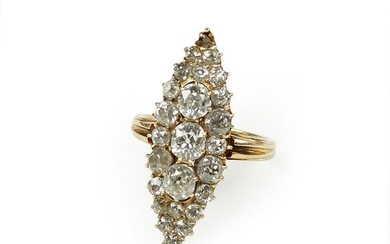A Mid 19th Century Diamond Navette Ring.