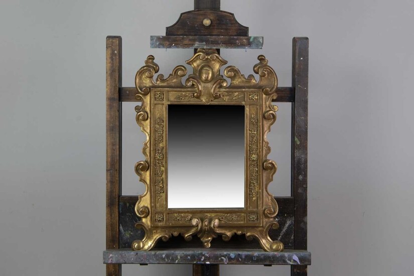 A PAIR OF 19TH CENTURY GILT-WOOD UPRIGHT WALL MIRRORS