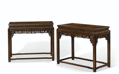 A PAIR OF CHINESE HONGMU RECTANGULAR TABLES, QING DYNASTY, LATE 19TH CENTURY