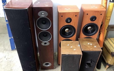 A PAIR OF DENON SCN90 SPEAKERS and four others