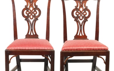 A PAIR OF GEORGE III CHIPPENDALE STYLE MAHOGANY SIDE CHAIRS ...