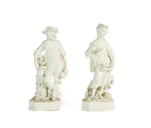 A Pair of Derby Bisque Porcelain Figures of Earth and...