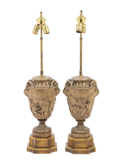 A Pair of Italian Terra Cotta Vases Mounted as Lamps